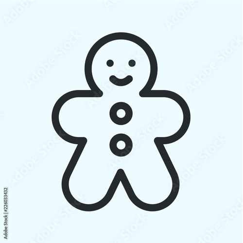 Gingerbread Man Christmas Cookie Flat Line Stroke Icon Pictogram