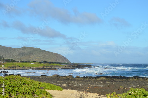 Wavy Beaches of Oahu Island Hawaii USA photo
