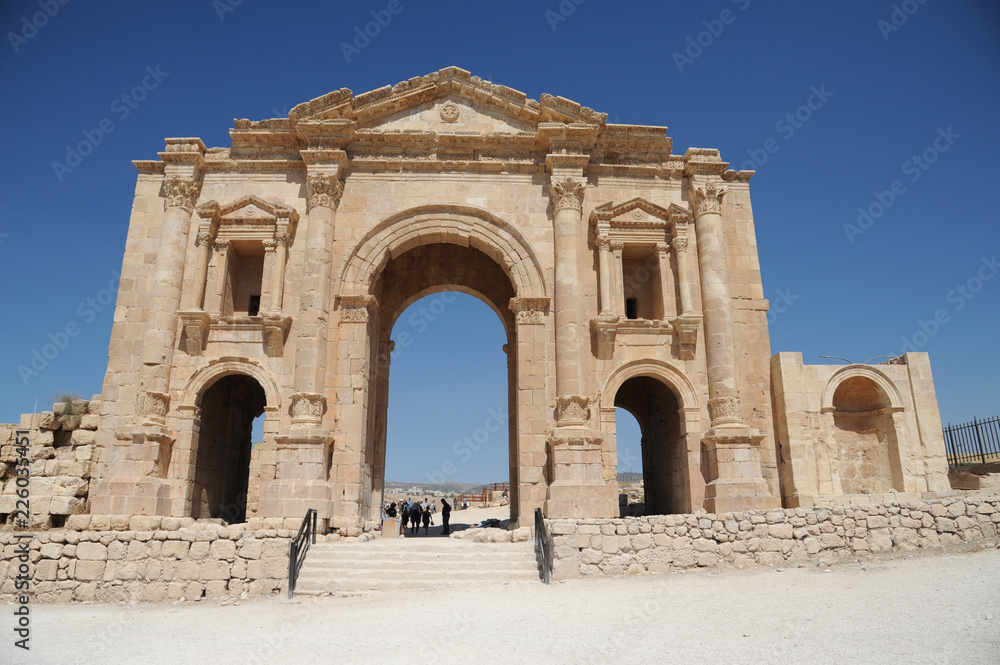 The ruined city of Jerash is Jordan's largest and most interesting Roman site, and a major tourist drawcard. Its imposing ceremonial gates, colonnaded avenues, temples and theatres 