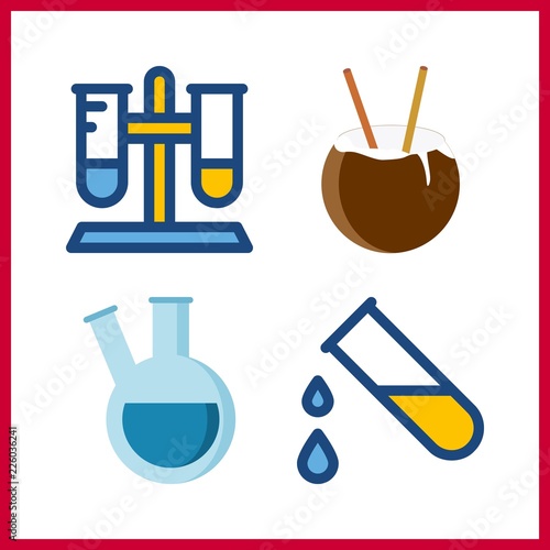 preparation icons set. industry, beaker, syrup and barman graphic works