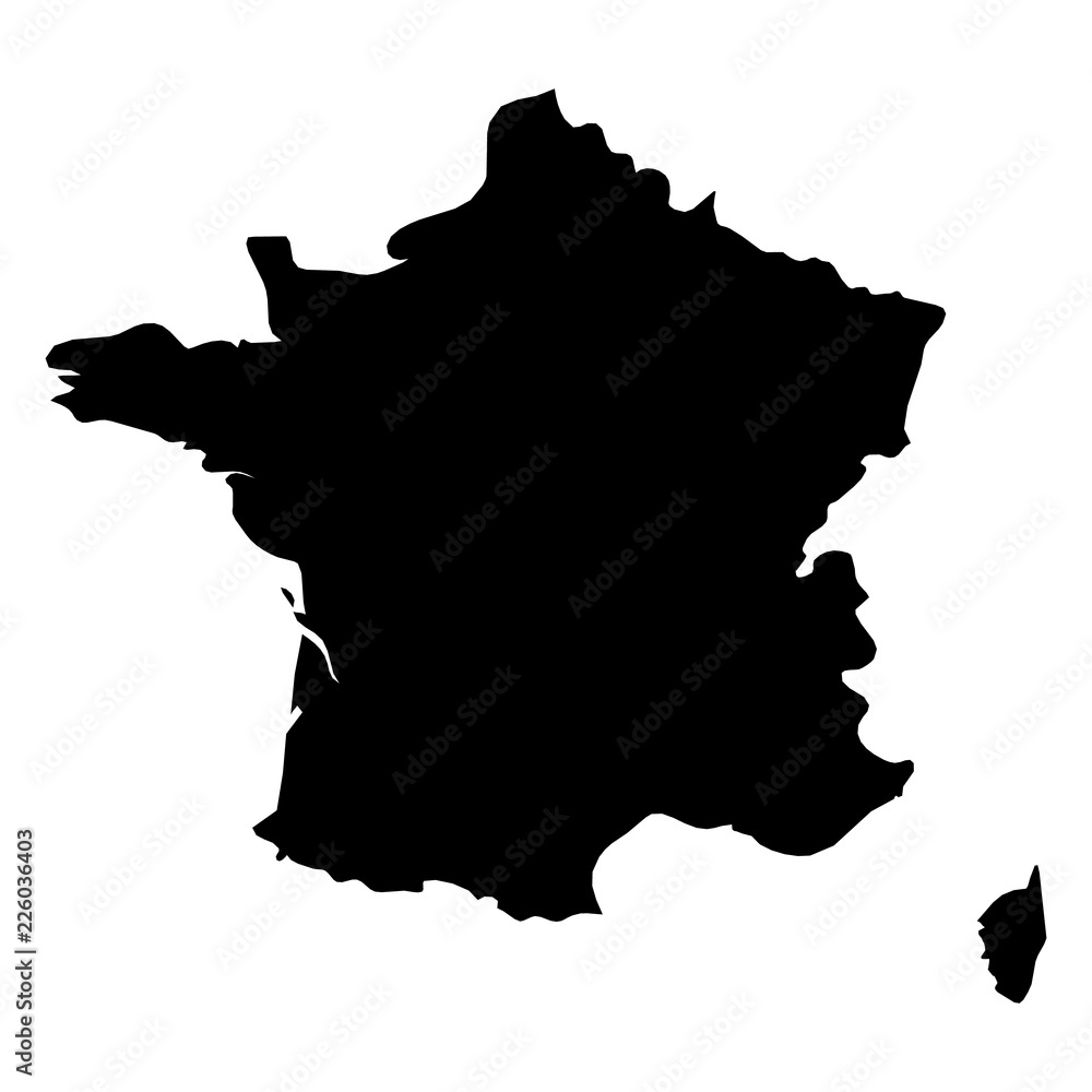 France - solid black silhouette map of country area. Simple flat vector illustration. France - solid black silhouette map of country area. Simple flat vector illustration.