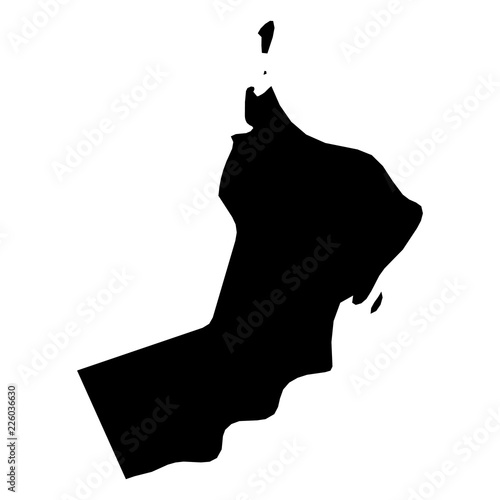 Oman - solid black silhouette map of country area. Simple flat vector illustration.