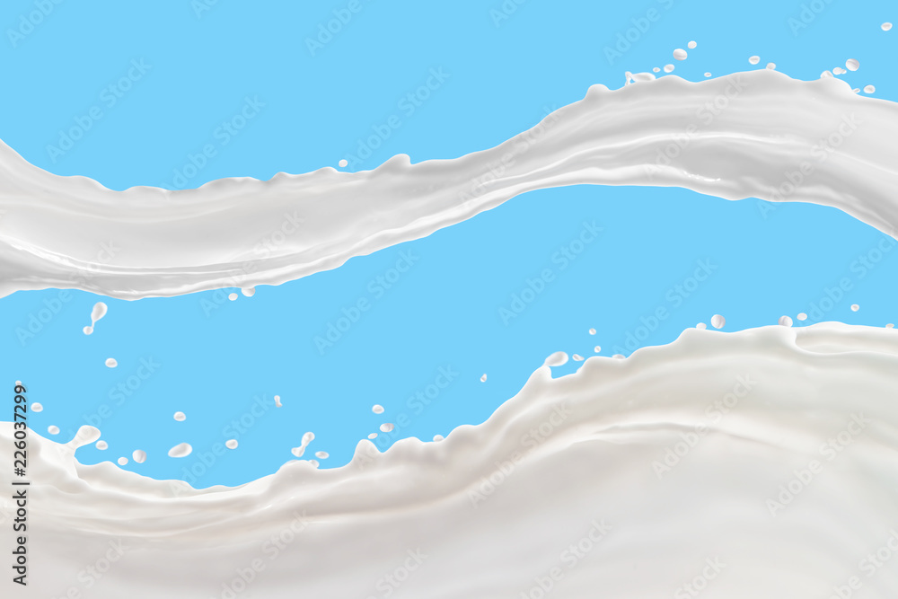 Fototapeta premium Milk Splash On blue background