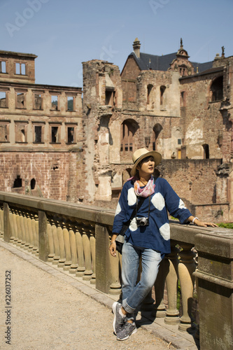 Travelers thai woman travel visit and take photo at Heidelberg Castle in Baden-Wurttemberg, Germany © tuayai