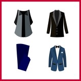 suit icon. blazer and blue trousers vector icons in suit set. Use this illustration for suit works.
