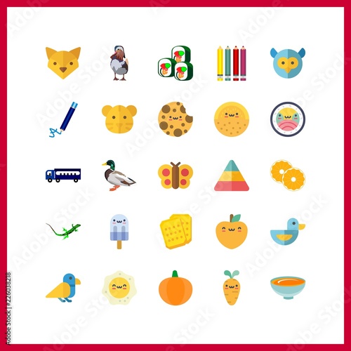 25 orange icon. Vector illustration orange set. carrot and tiger icons for orange works