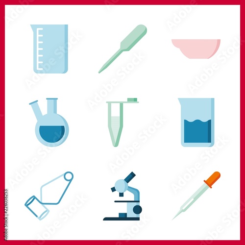 analysis icon. evaporation dish and retort vector icons in analysis set. Use this illustration for analysis works.
