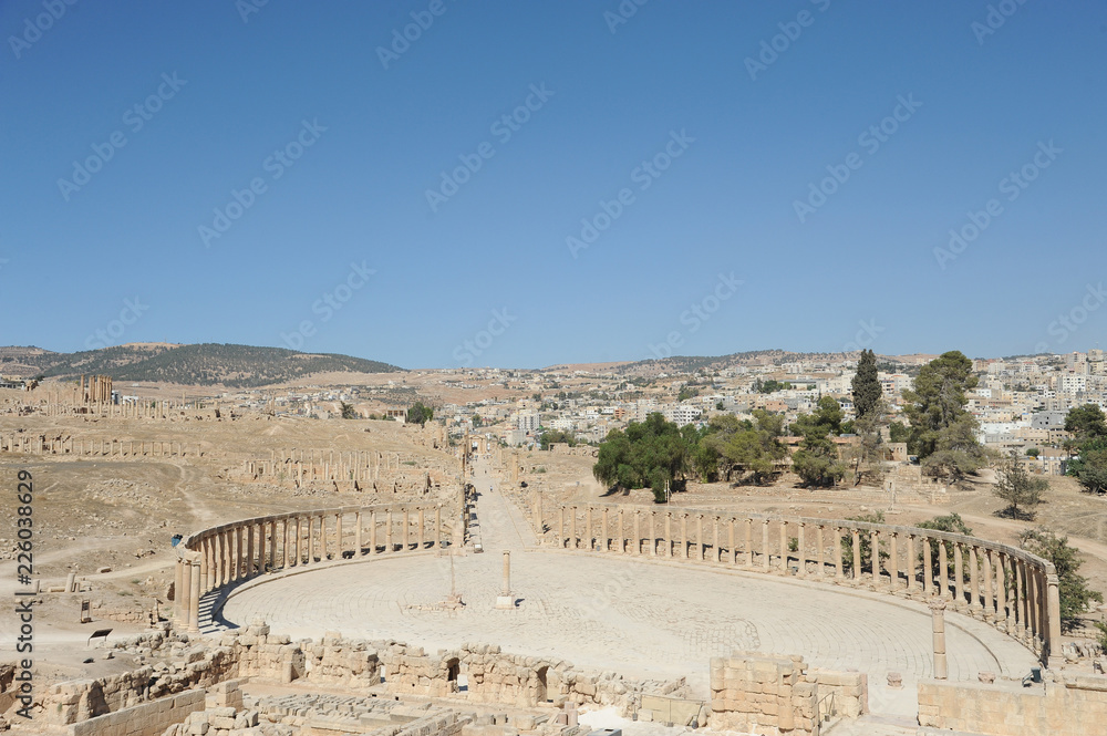 The ruined city of Jerash is Jordan's largest and most interesting Roman site, and a major tourist drawcard. Its imposing ceremonial gates, colonnaded avenues, temples and theatres The ruined city of Jerash is Jordan's largest and most interesting Roman site, and a major tourist drawcard. Its imposing ceremonial gates, colonnaded avenues, temples and theatres