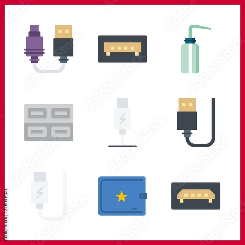 electronic icon. wallet and usb vector icons in electronic set. Use this illustration for electronic works.