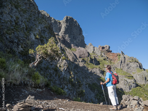 active woman, hiking on the...