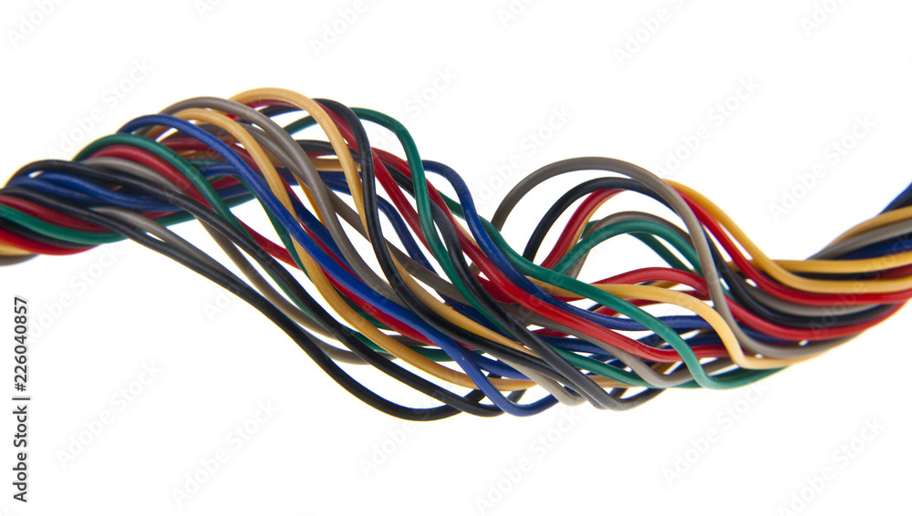 colored wires isolated on white background colored wires isolated on white background