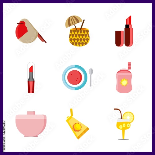 9 orange icon. Vector illustration orange set. soup and crucicle icons for orange works