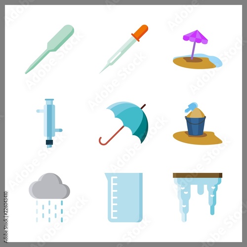 drop icon. bucket and condenser vector icons in drop set. Use this illustration for drop works.
