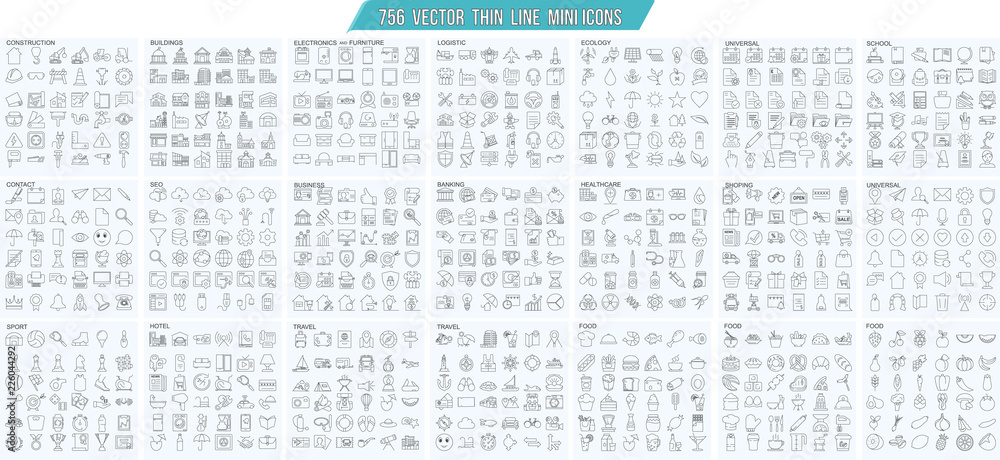 Vector thin line mini , simple outline icons set, 25x25px grid   Pixel perfect.  Editable stroke.