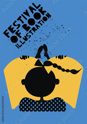 Poster of festival of book illustration concept. Modern graphic design for festival, exhibition, shop