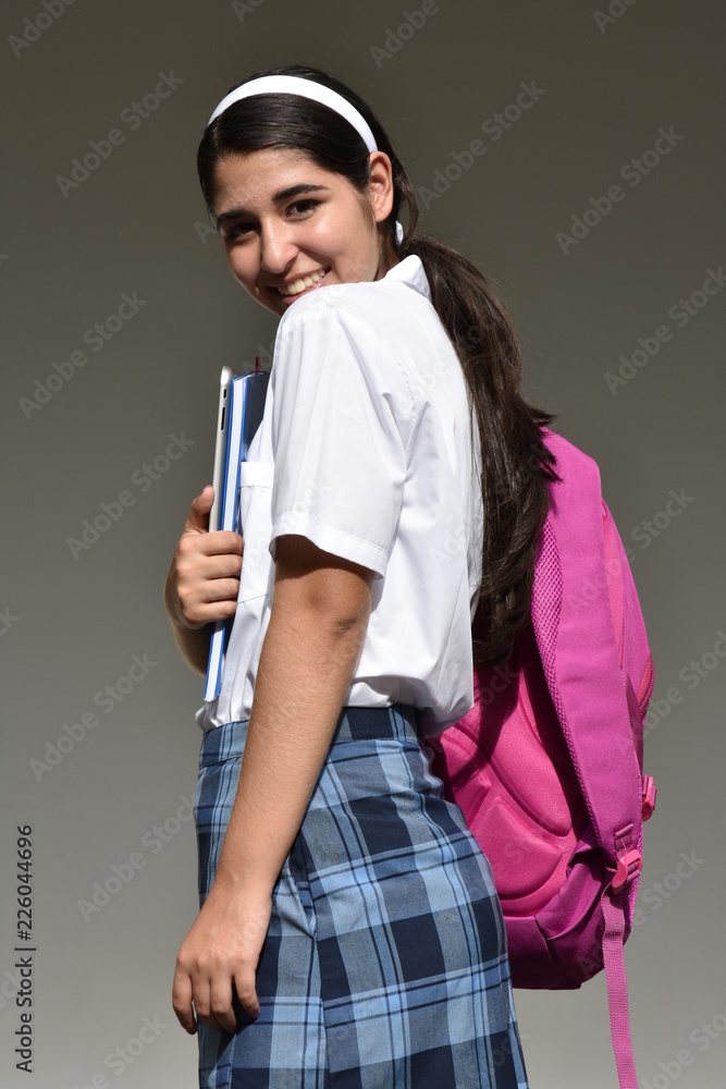 Teen School Girl Wearing Backpack Stock Photo Adobe Stock