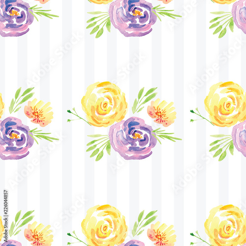 Hand-painted watercolor floral rose Pattern