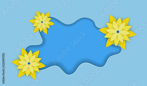 Water lilies in a pond. Paper cut art