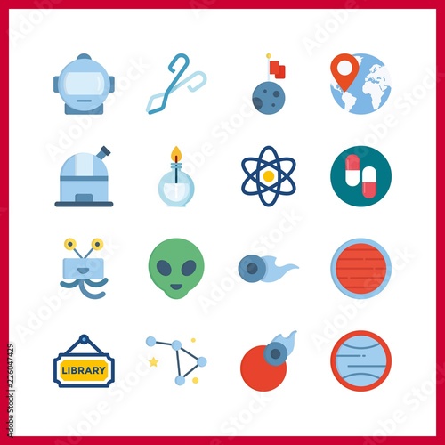 science icons set. people, abducted, earth and sunrise graphic works