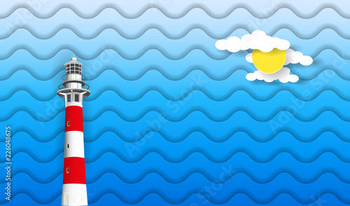 Sea background with lighthouse