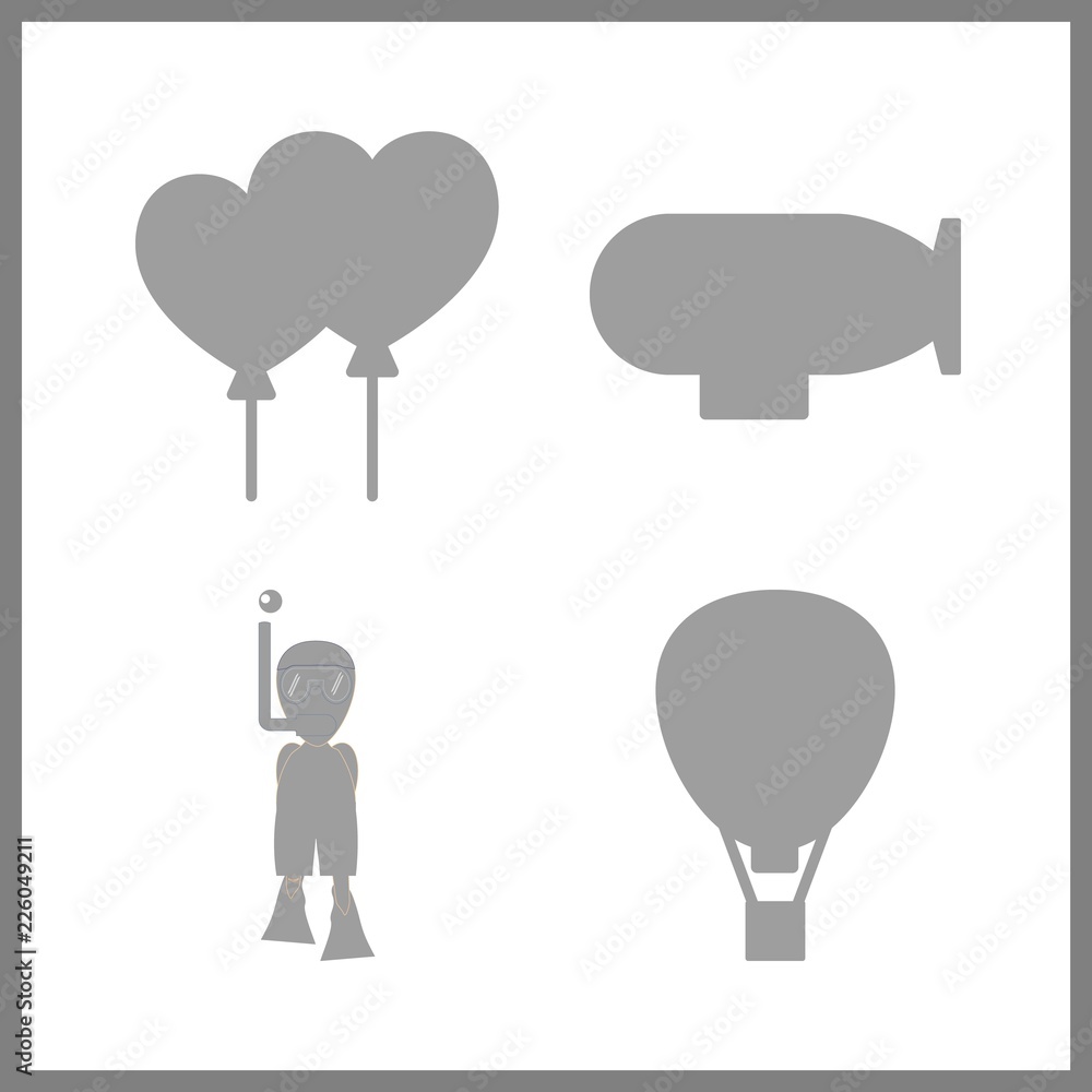 4 balloon icon. Vector illustration balloon set. hot air balloon and balloons icons for balloon works 4 balloon icon. Vector illustration balloon set. hot air balloon and balloons icons for balloon works