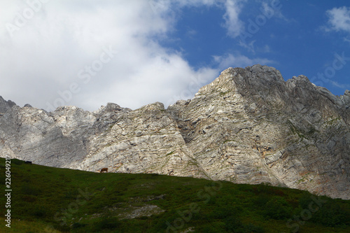 natural landscape photo of northern mountain landscape with heavy grey overcast sky