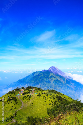 Mount Merbabu located in Central Java, Indonesia. Taken on a sunny morning, 