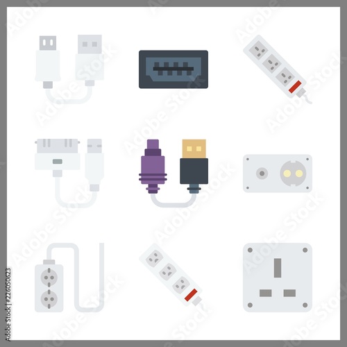 9 connect icon. Vector illustration connect set. usb and socket icons for connect works