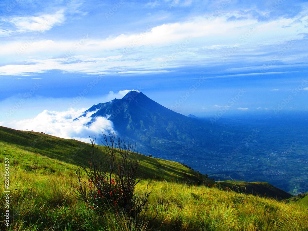 Mount Merbabu located in Central Java, Indonesia. Taken on a sunny morning, 