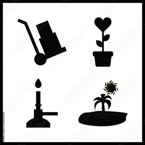 4 soil icon. Vector illustration soil set. bunser burner and island icons for soil works photo