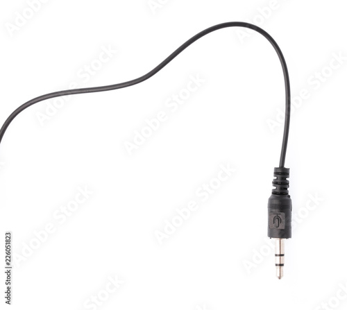 Audio Mini Jack Cable for microphone isolated on white background photo