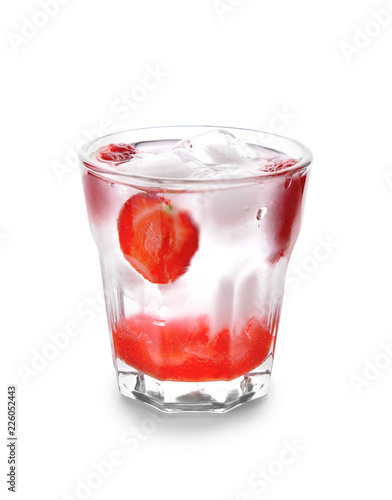 Fresh summer cocktail in glass on white background