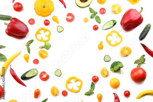 Wallpaper Mural Frame made of various fresh vegetables on white background Torontodigital.ca
