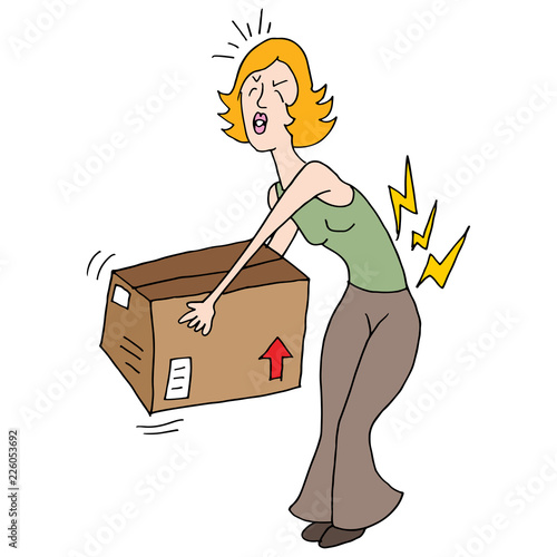 Woman Hurts Back Lifting Heavy Box