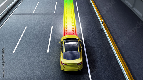 modern concept of a safe car Collision monitoring system 3d render image