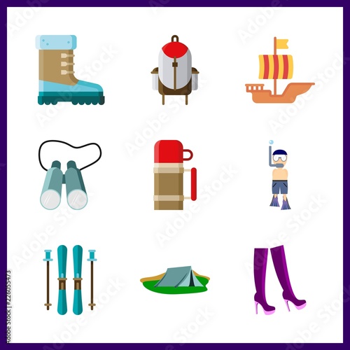 adventure icon. boot and aqualung vector icons in adventure set. Use this illustration for adventure works.