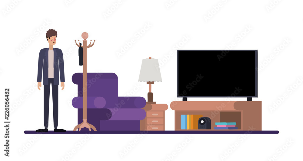 young man on the livingroom young man on the livingroom