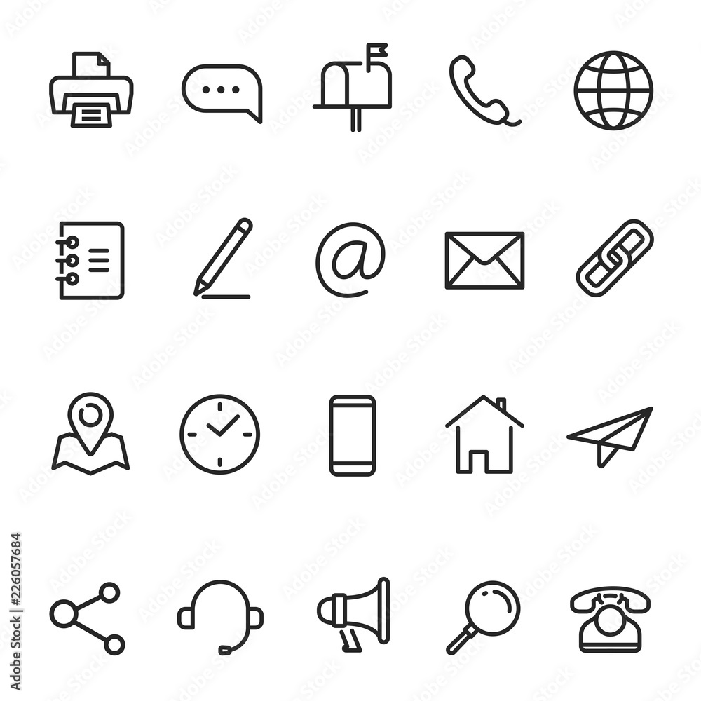 Contact us, business communication line icon set Contact us, business communication line icon set