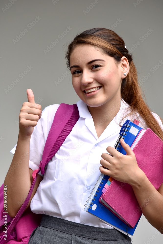 Successful Catholic Student Teenager School Girl Successful Catholic Student Teenager School Girl