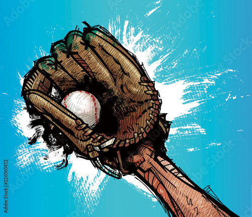 Canvas Print Baseball glove with base ball