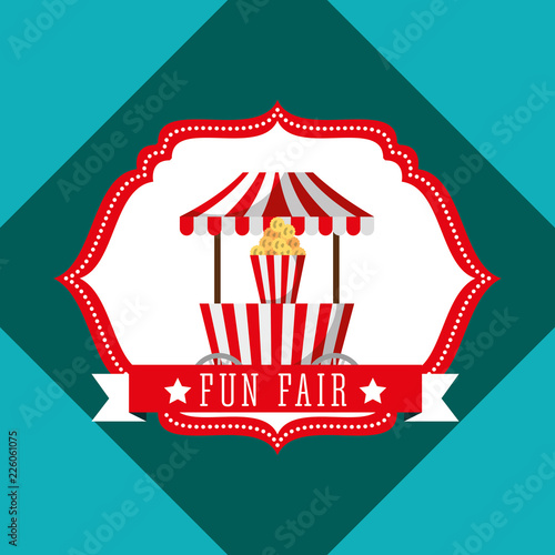 booth popcorn carnival fun fair retro label