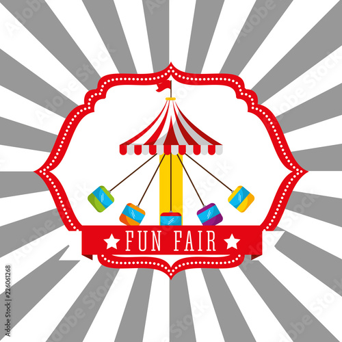 carnival chairs ride funfair retro label