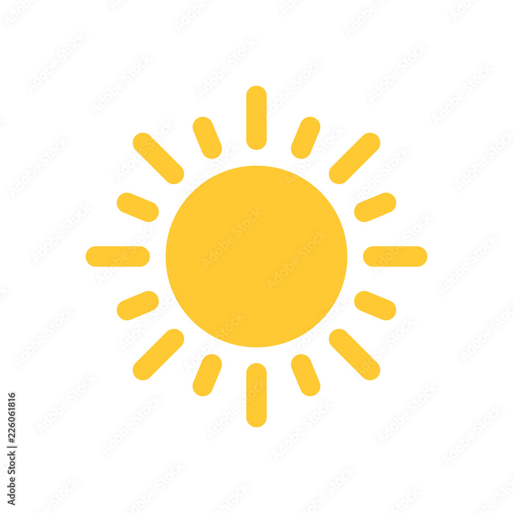 Sun vector icon, summer symbol. Simple illustration, flat design for web or mobile app