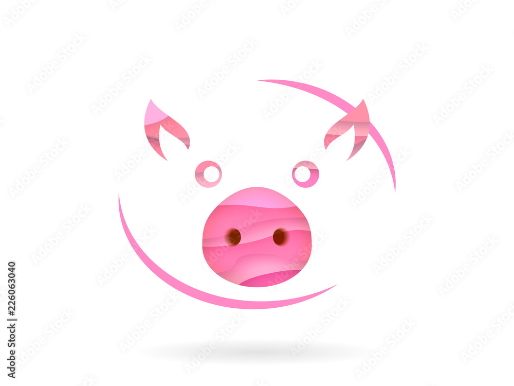 Pig's face with paper cut effect. Vector illustration Pig's face with paper cut effect. Vector illustration