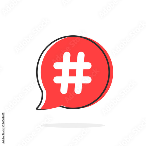 red simple thin line hashtag icon