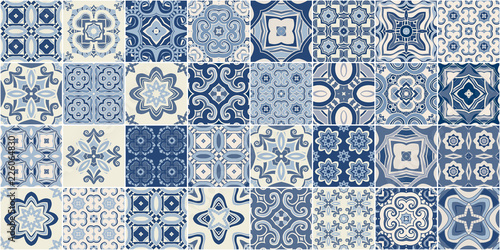 Traditional ornate portuguese decorative tiles azulejos. photo