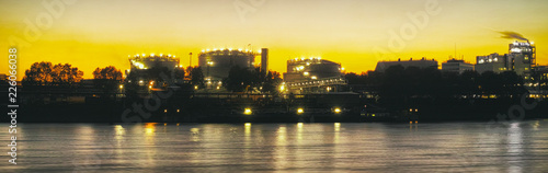Panorama Mannheim river industry chemical neckar ship bulb sky red vintage oil reflexions