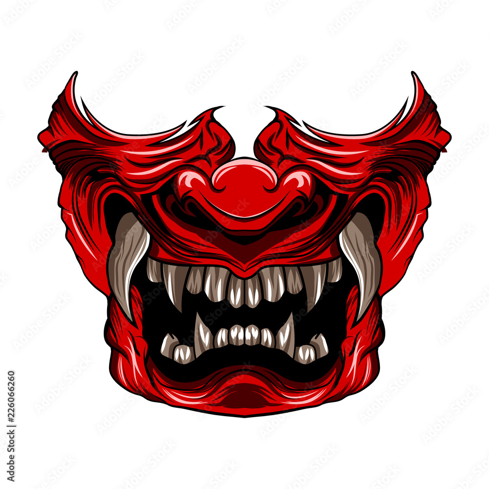 red samurai mask vector illustration isolated vector de Stock | Adobe Stock