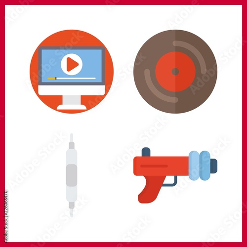 4 music icon. Vector illustration music set. video player and blaster icons for music works