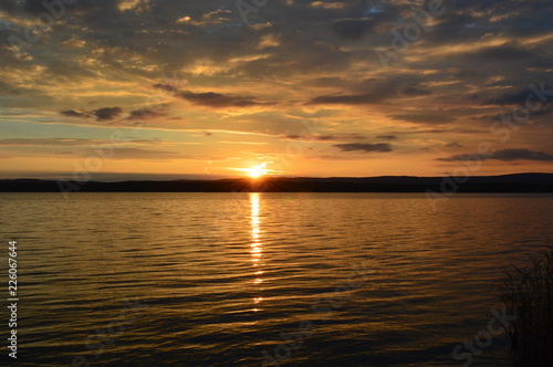 orange sunset over the river